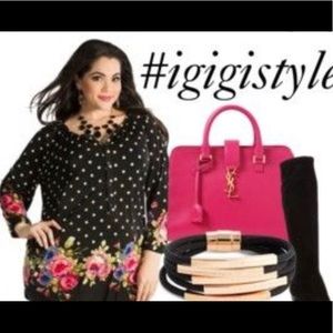IGIGI Livia Rose Border Polka Dot Blouse Plus Size